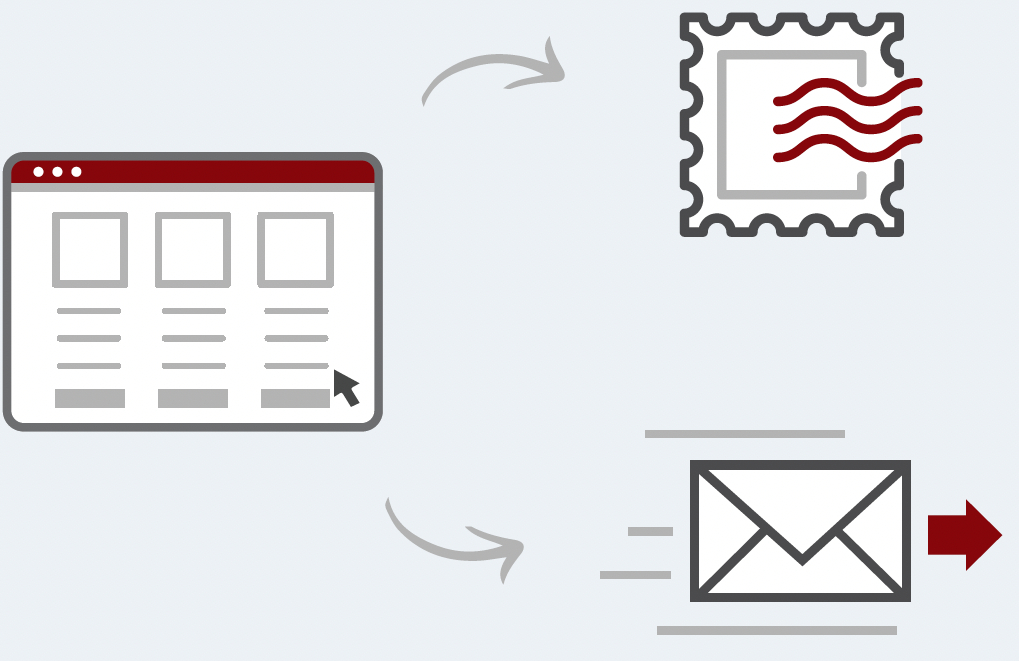 Icons displaying Redcraft Greetings' full suite of customer support services for sending a business Christmas holiday season thank you